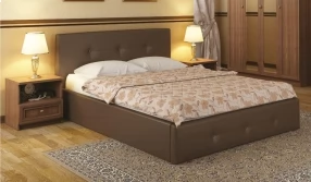 Кровать Линда с подъёмным механизмом Экокожа, 140х200 (Коричневая)