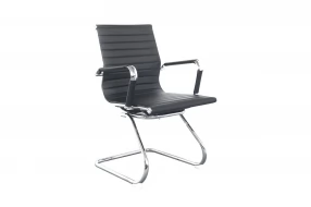 Кресло посетителя CH-883-LOW-V Искусственная кожа, Металл, Чёрный (кожзам)/Хром (металл)