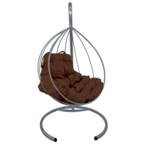 Подвесное кресло M-GROUP капля без ротанга серое, коричневая подушка